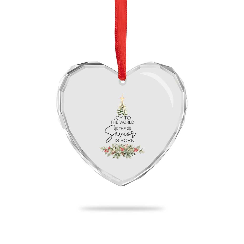 Funny Xmas Christian Faith Heart Crystal Glass Ornament Joy To The World The Savior Is Born Xmas Tree TS11 Print Your Wear