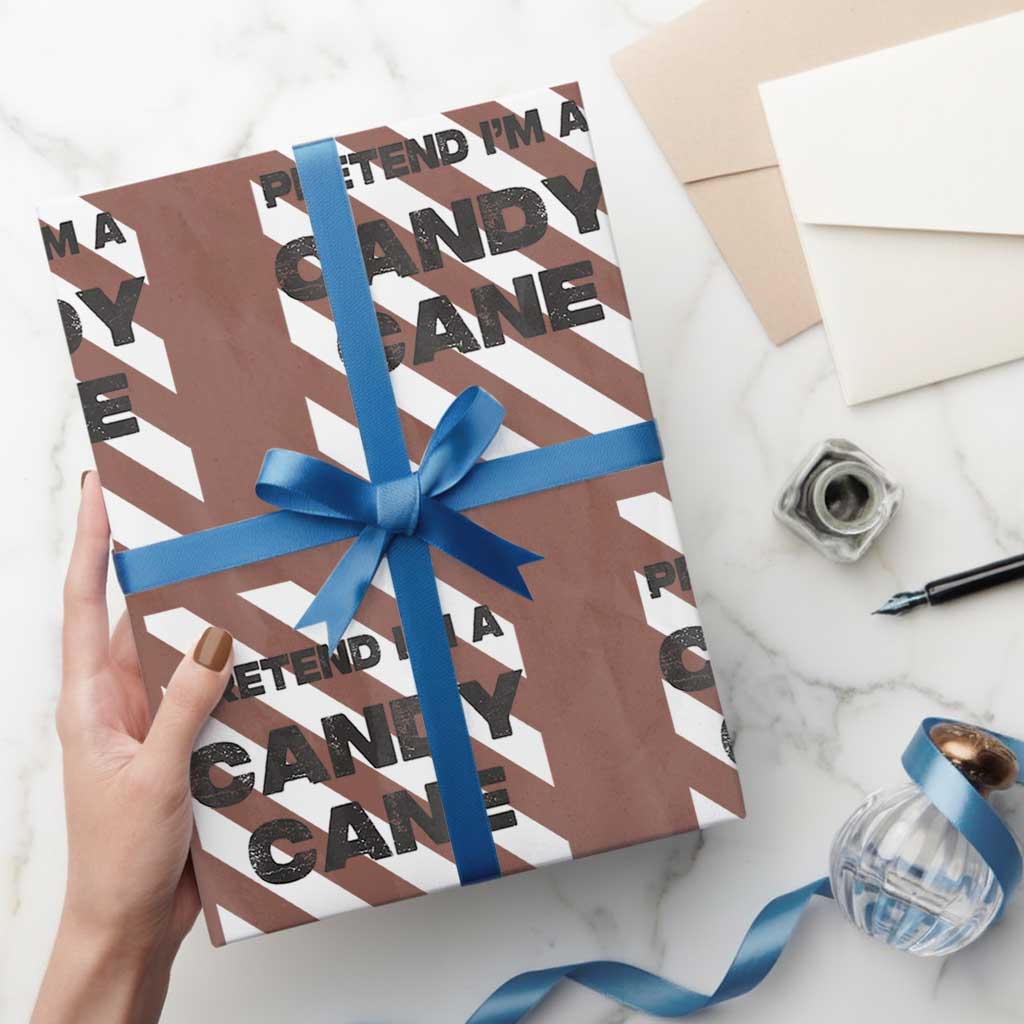 Funny Xmas Costume Wrapping Paper Roll Pretend I'm A Candy Cane TS02 Mocha Print Your Wear