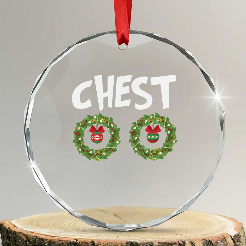Funny Xmas Couple Crystal Glass Ornament Chest Nuts Bauble Xmas Wreath TS11 Transparent Glass 3'' Circle Print Your Wear