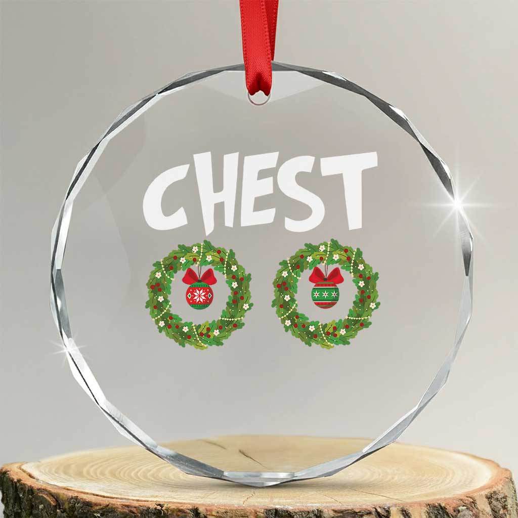 Funny Xmas Couple Crystal Glass Ornament Chest Nuts Bauble Xmas Wreath TS11 Transparent Glass 3'' Circle Print Your Wear
