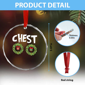 Funny Xmas Couple Crystal Glass Ornament Chest Nuts Bauble Xmas Wreath TS11 Print Your Wear