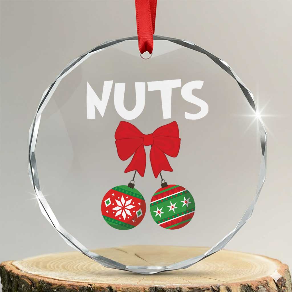 Funny Xmas Couple Crystal Glass Ornament Chest Nuts Baubles TS11 Transparent Glass 3'' Circle Print Your Wear