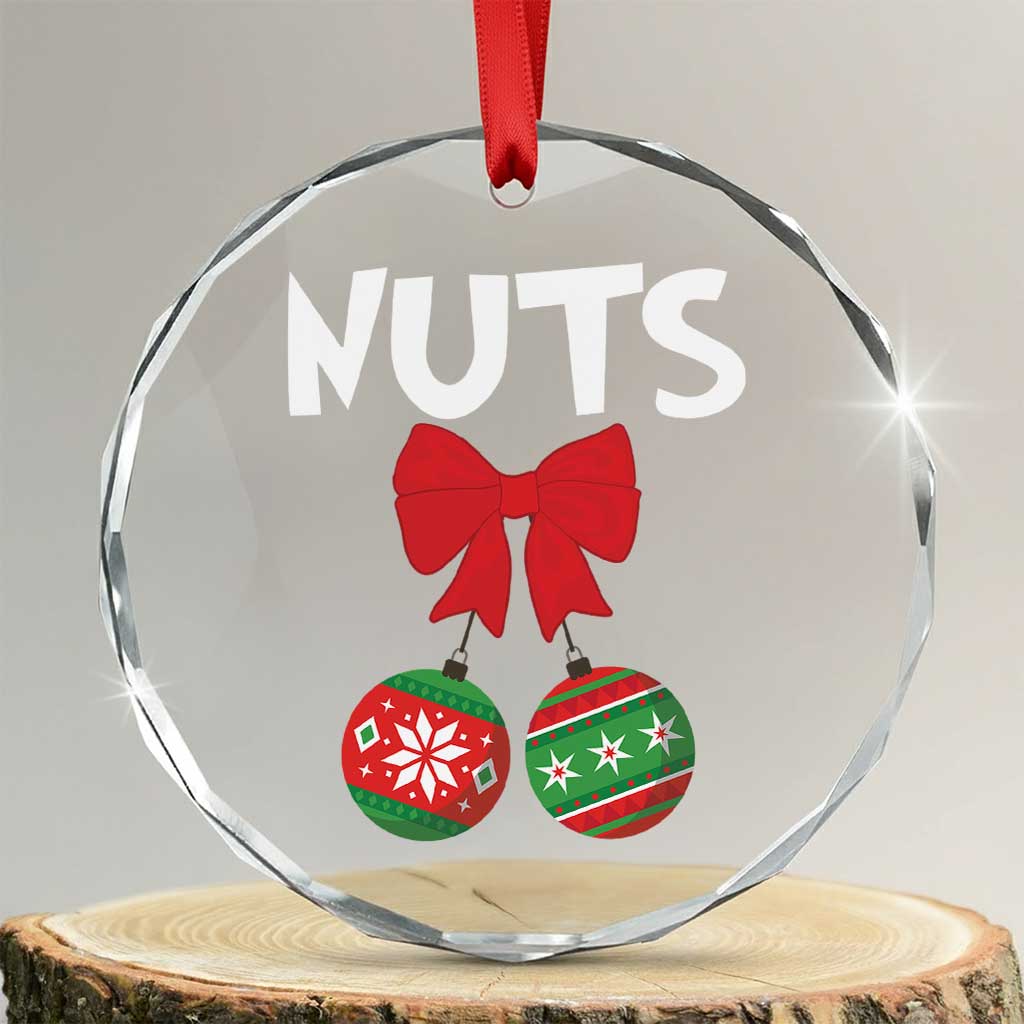 Funny Xmas Couple Crystal Glass Ornament Chest Nuts Baubles TS11 Transparent Glass 3'' Circle Print Your Wear