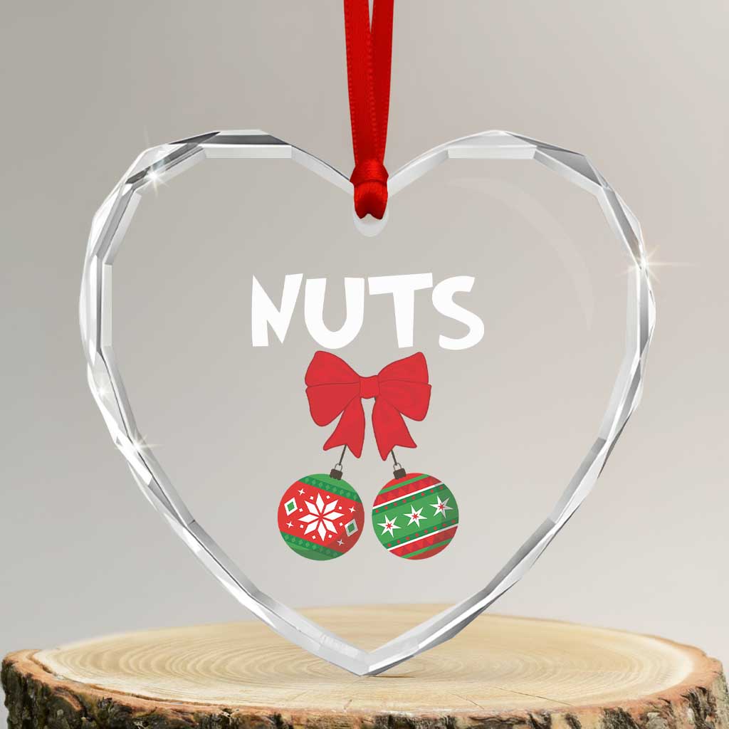 Funny Xmas Couple Heart Crystal Glass Ornament Chest Nuts Baubles TS11 Transparent Glass 3'' Heart Print Your Wear