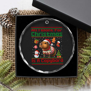 Funny Xmas Crystal Glass Ornament All I Want For Christmas Is A Capybara TS12 Print Your Wear