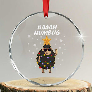 Funny Xmas Crystal Glass Ornament Baaah Humbug Black Sheep Christmas Tree TS09 Transparent Glass 3'' Circle Print Your Wear
