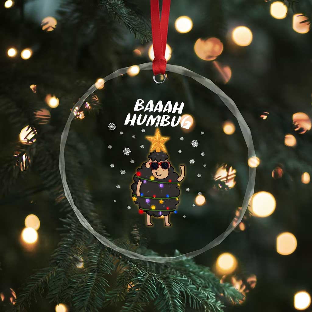 Funny Xmas Crystal Glass Ornament Baaah Humbug Black Sheep Christmas Tree TS09 Print Your Wear