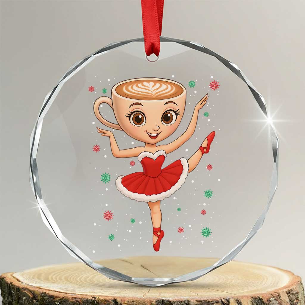 Funny Xmas Crystal Glass Ornament Ballerina Cappuccino Brainrot Meme Gift TS12 Transparent Glass 3'' Circle Print Your Wear