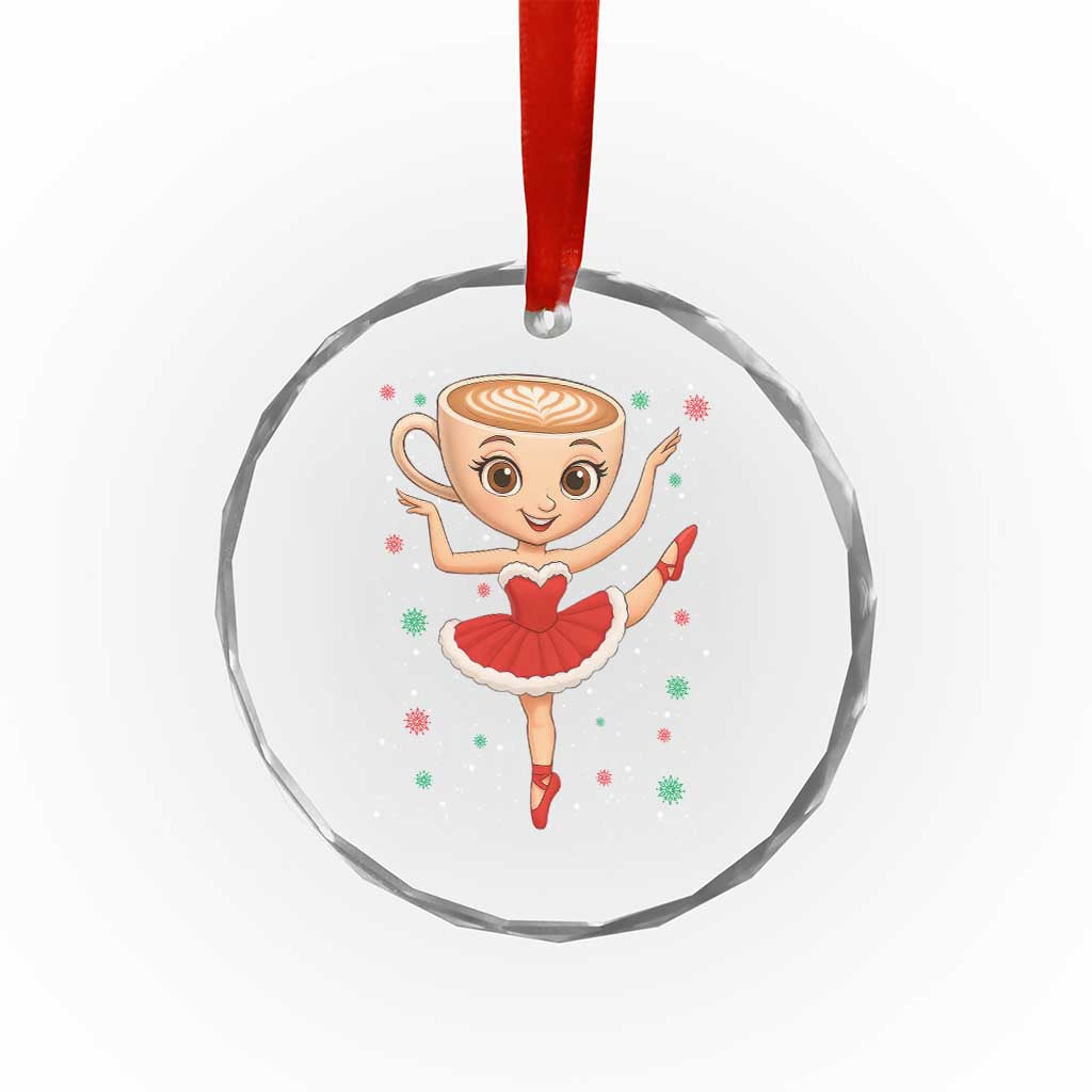Funny Xmas Crystal Glass Ornament Ballerina Cappuccino Brainrot Meme Gift TS12 Transparent Glass 3'' Circle Print Your Wear