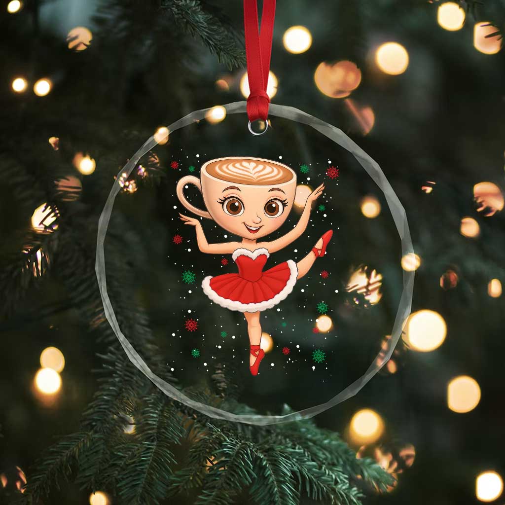Funny Xmas Crystal Glass Ornament Ballerina Cappuccino Brainrot Meme Gift TS12 Print Your Wear