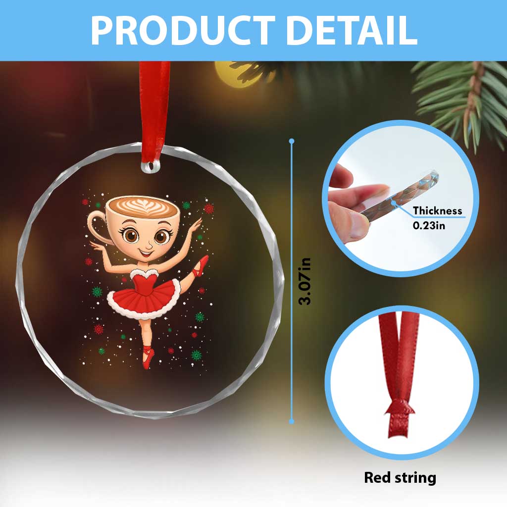 Funny Xmas Crystal Glass Ornament Ballerina Cappuccino Brainrot Meme Gift TS12 Print Your Wear