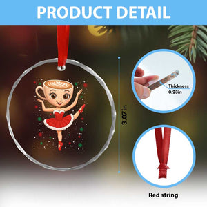Funny Xmas Crystal Glass Ornament Ballerina Cappuccino Brainrot Meme Gift TS12 Print Your Wear