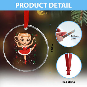 Funny Xmas Crystal Glass Ornament Ballerina Cappuccino Brainrot Meme Gift TS12 Print Your Wear