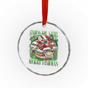 Funny Xmas Crystal Glass Ornament Fishing You A Very Merry Fishmas Santa Hat TS11 Print Your Wear