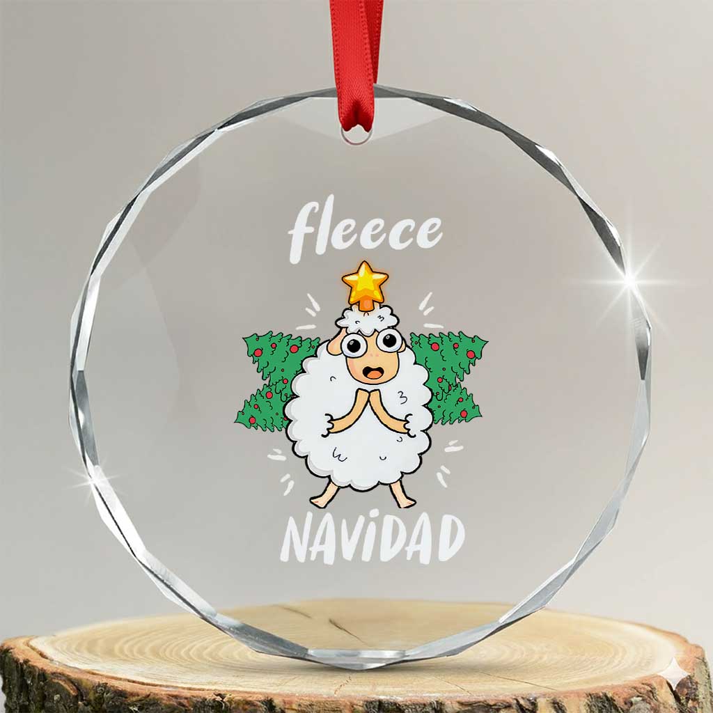 Funny Xmas Crystal Glass Ornament Fleece Navidad Cute Sheep Christmas Tree TS09 Transparent Glass 3'' Circle Print Your Wear