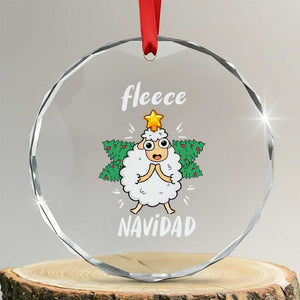 Funny Xmas Crystal Glass Ornament Fleece Navidad Cute Sheep Christmas Tree TS09 Transparent Glass 3'' Circle Print Your Wear