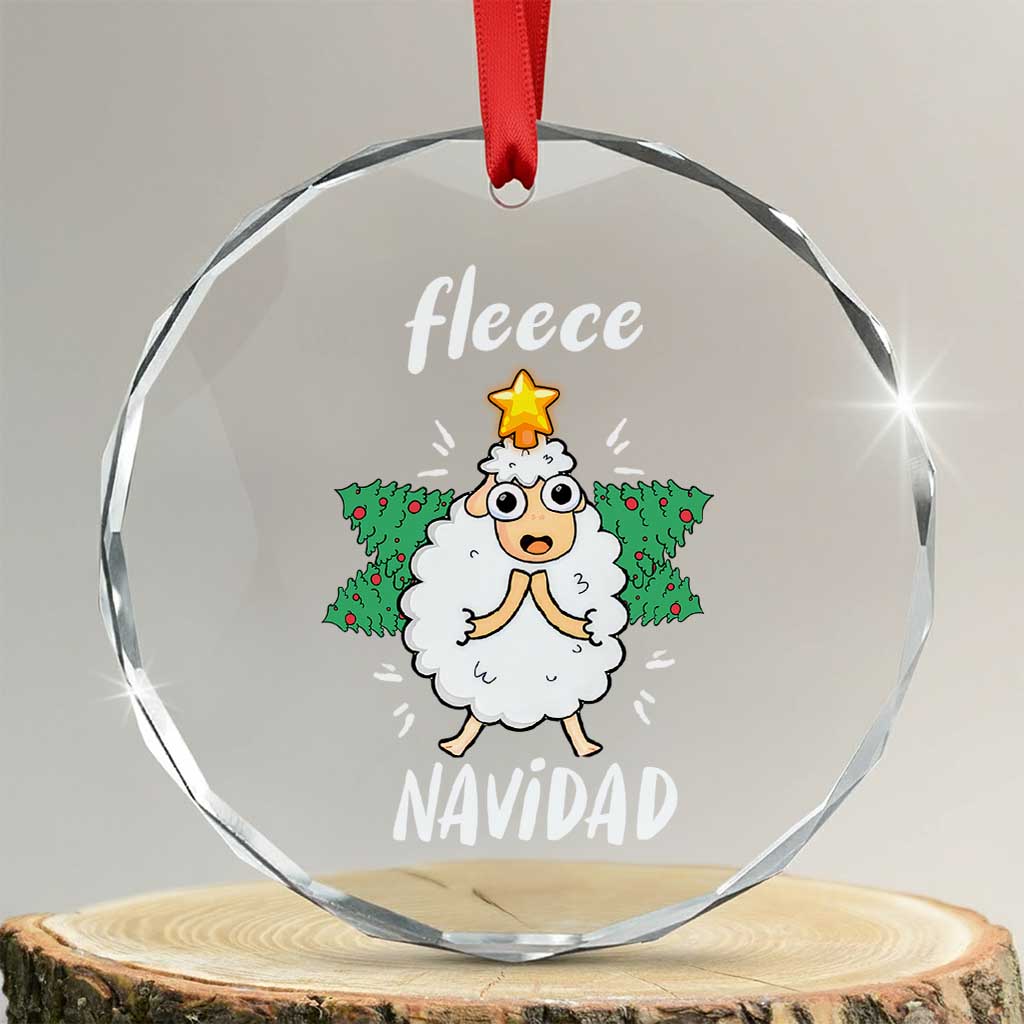 Funny Xmas Crystal Glass Ornament Fleece Navidad Cute Sheep Christmas Tree TS09 Transparent Glass 3'' Circle Print Your Wear