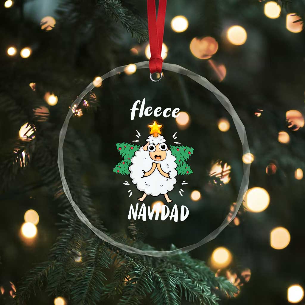 Funny Xmas Crystal Glass Ornament Fleece Navidad Cute Sheep Christmas Tree TS09 Print Your Wear
