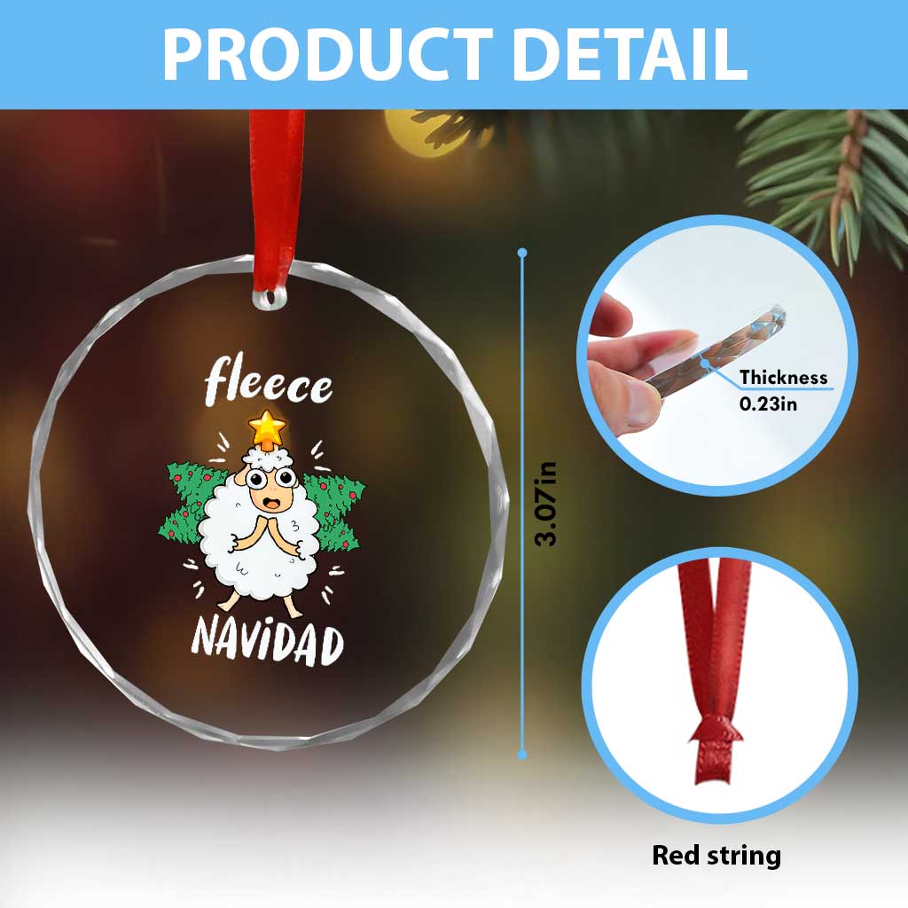 Funny Xmas Crystal Glass Ornament Fleece Navidad Cute Sheep Christmas Tree TS09 Print Your Wear