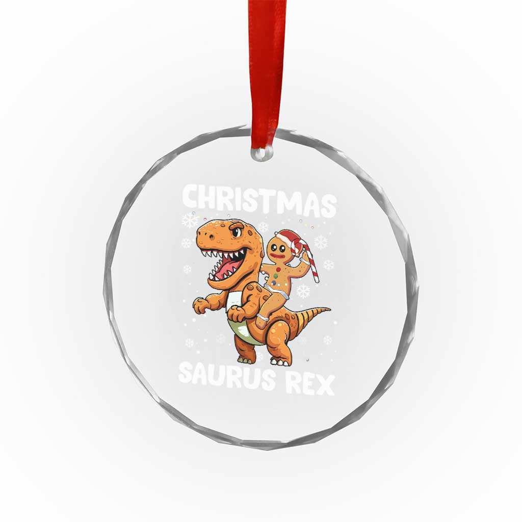 Funny Xmas Crystal Glass Ornament Gingerbread Riding Dinosaur Christmas Saurus Rex TS09 Print Your Wear