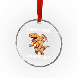 Funny Xmas Crystal Glass Ornament Gingerbread Riding Dinosaur Christmas Saurus Rex TS09 Print Your Wear