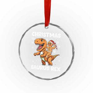 Funny Xmas Crystal Glass Ornament Gingerbread Riding Dinosaur Christmas Saurus Rex TS09 Print Your Wear
