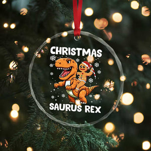 Funny Xmas Crystal Glass Ornament Gingerbread Riding Dinosaur Christmas Saurus Rex TS09 Print Your Wear