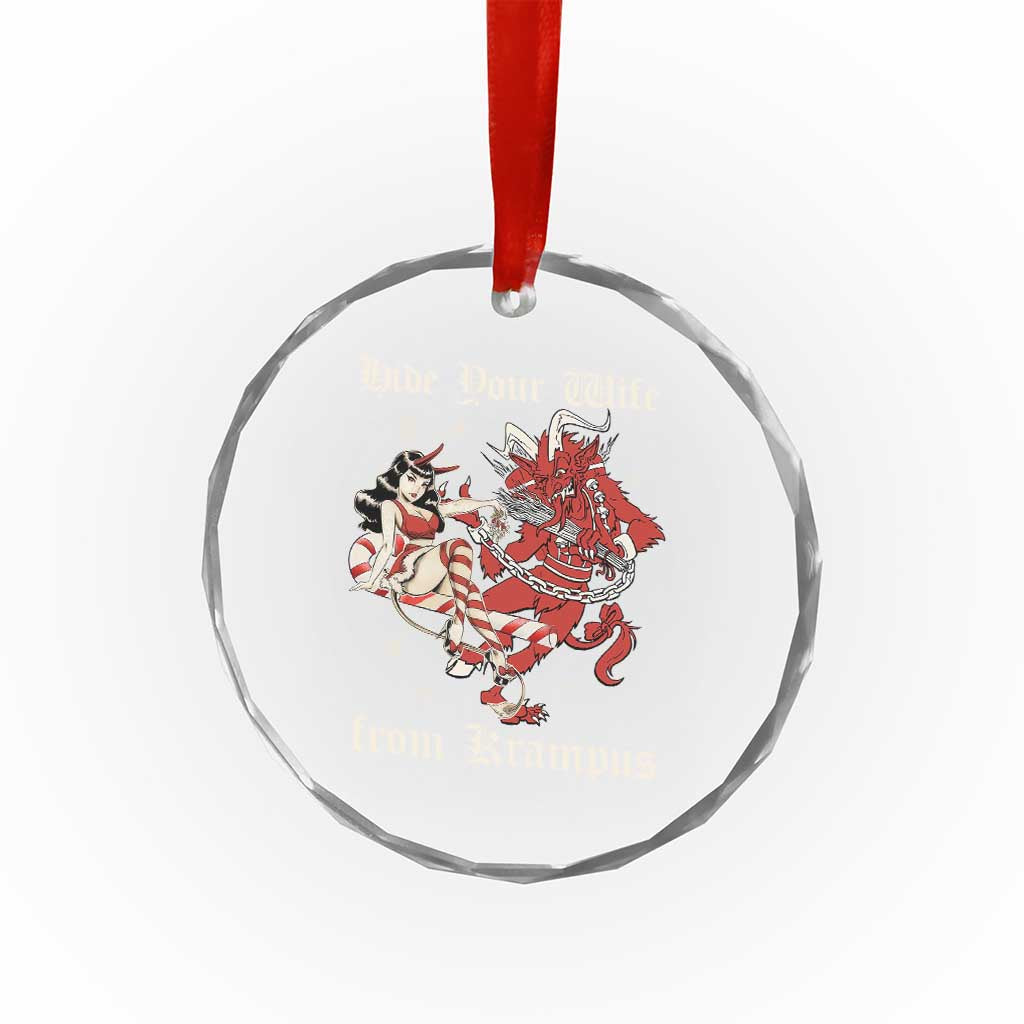 Funny Xmas Crystal Glass Ornament Hide Your Wife From Krampus TS09 Print Your Wear