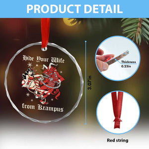 Funny Xmas Crystal Glass Ornament Hide Your Wife From Krampus TS09 Print Your Wear