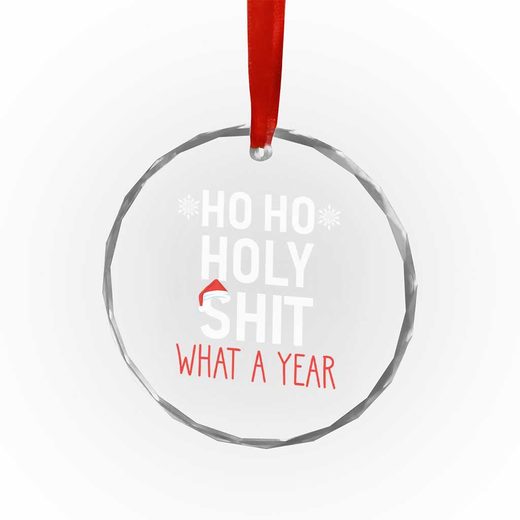 Funny Xmas Crystal Glass Ornament Ho Ho Holy Shit What A Year TS09 Print Your Wear