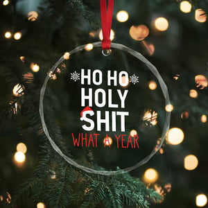 Funny Xmas Crystal Glass Ornament Ho Ho Holy Shit What A Year TS09 Print Your Wear
