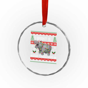 Funny Xmas Crystal Glass Ornament I Want A Hippopotamus For Xmas Moo Deng Ugly Gift TS10 Print Your Wear