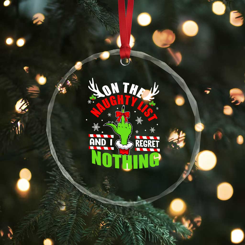 Funny Xmas Crystal Glass Ornament On The List Of Naughty And I Regret Nothing TS09 Print Your Wear