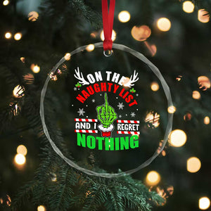 Funny Xmas Crystal Glass Ornament On The List Of Naughty And I Regret Nothing Christmas TS10 Print Your Wear