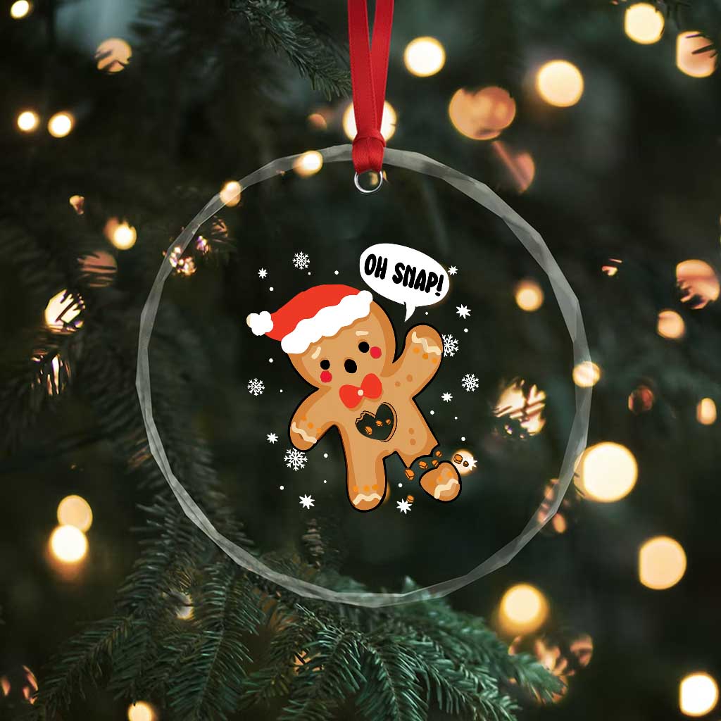 Funny Xmas Crystal Glass Ornament Op Snap Gingerbread Broken Heart TS09 Print Your Wear