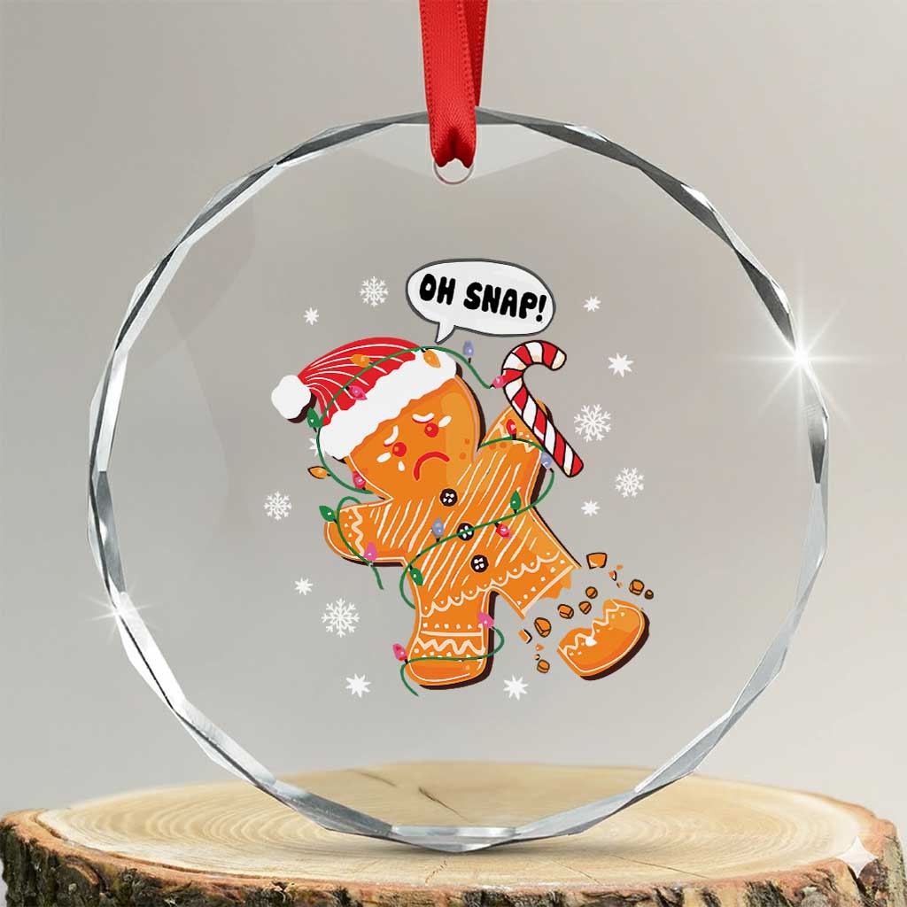 Funny Xmas Crystal Glass Ornament Op Snap Gingerbread Broken Leg TS09 Transparent Glass 3'' Circle Print Your Wear