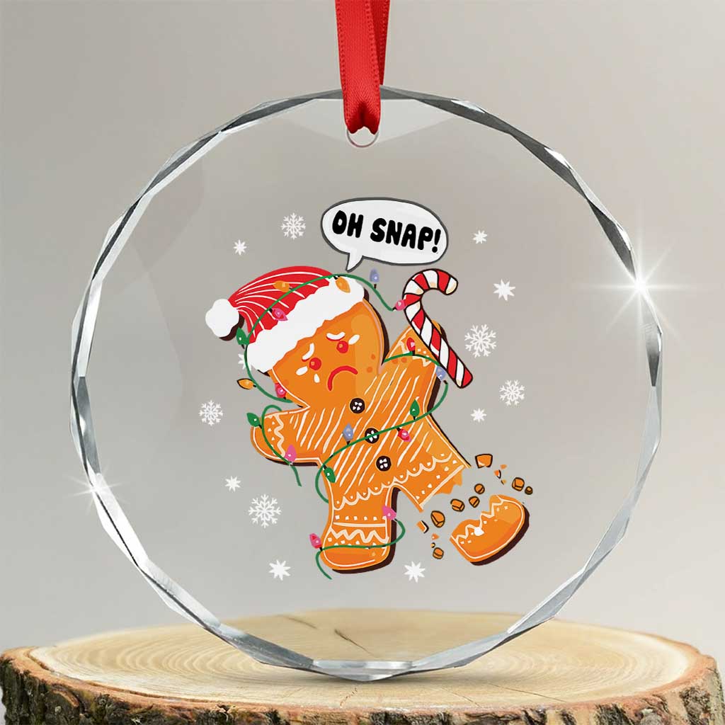 Funny Xmas Crystal Glass Ornament Op Snap Gingerbread Broken Leg TS09 Transparent Glass 3'' Circle Print Your Wear