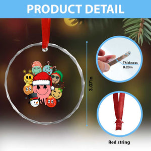 Funny Xmas Crystal Glass Ornament Retro Groovy Xmas Tree Eye Face Reindeer Snowman Efl TS09 Print Your Wear
