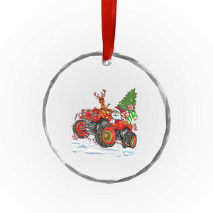 Funny Xmas Crystal Glass Ornament Santa Reindeer Riding Monster Truck TS09 Print Your Wear