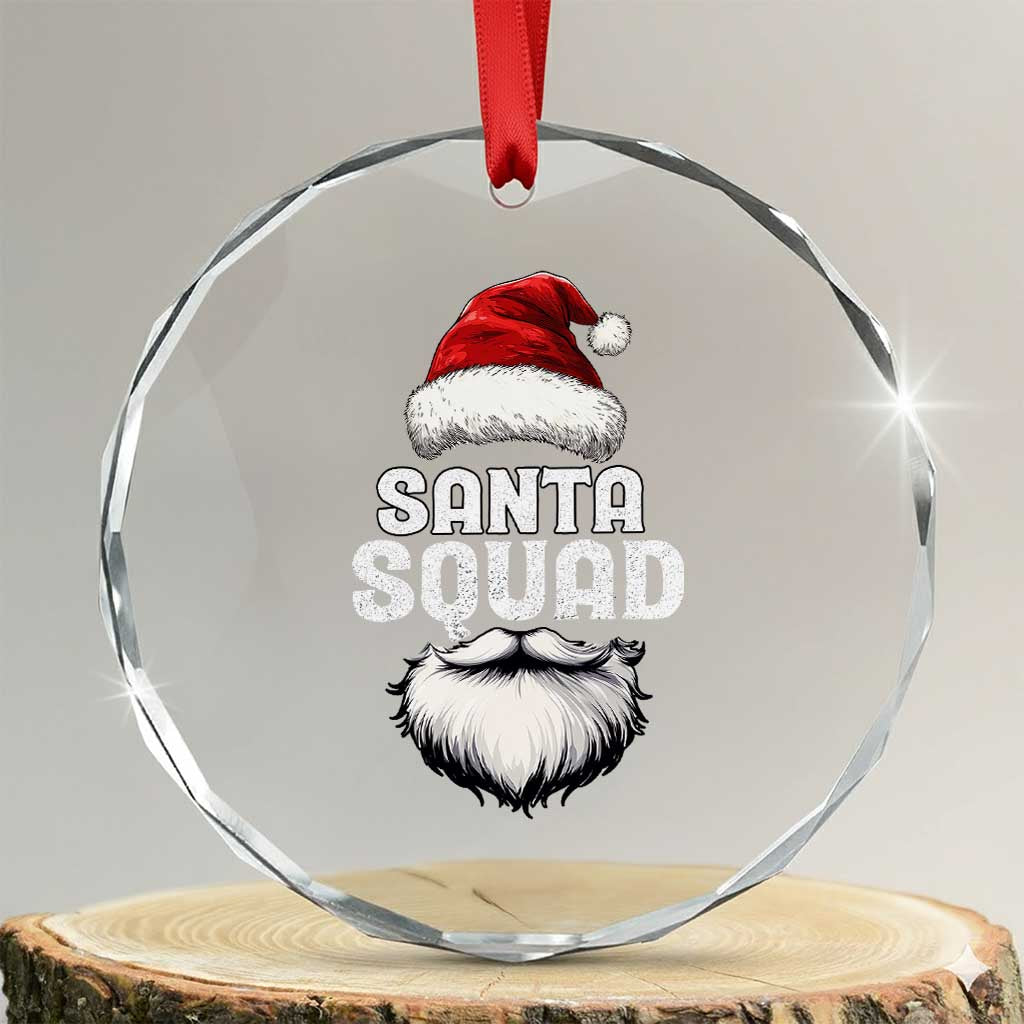 Funny Xmas Crystal Glass Ornament Santa Squad Team Family Crew TS11 Transparent Glass 3'' Circle Print Your Wear
