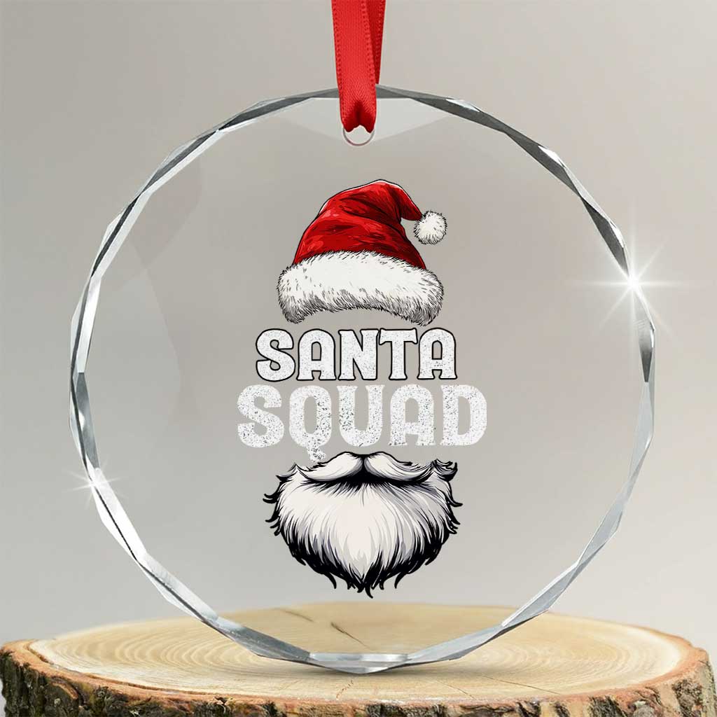 Funny Xmas Crystal Glass Ornament Santa Squad Team Family Crew TS11 Transparent Glass 3'' Circle Print Your Wear