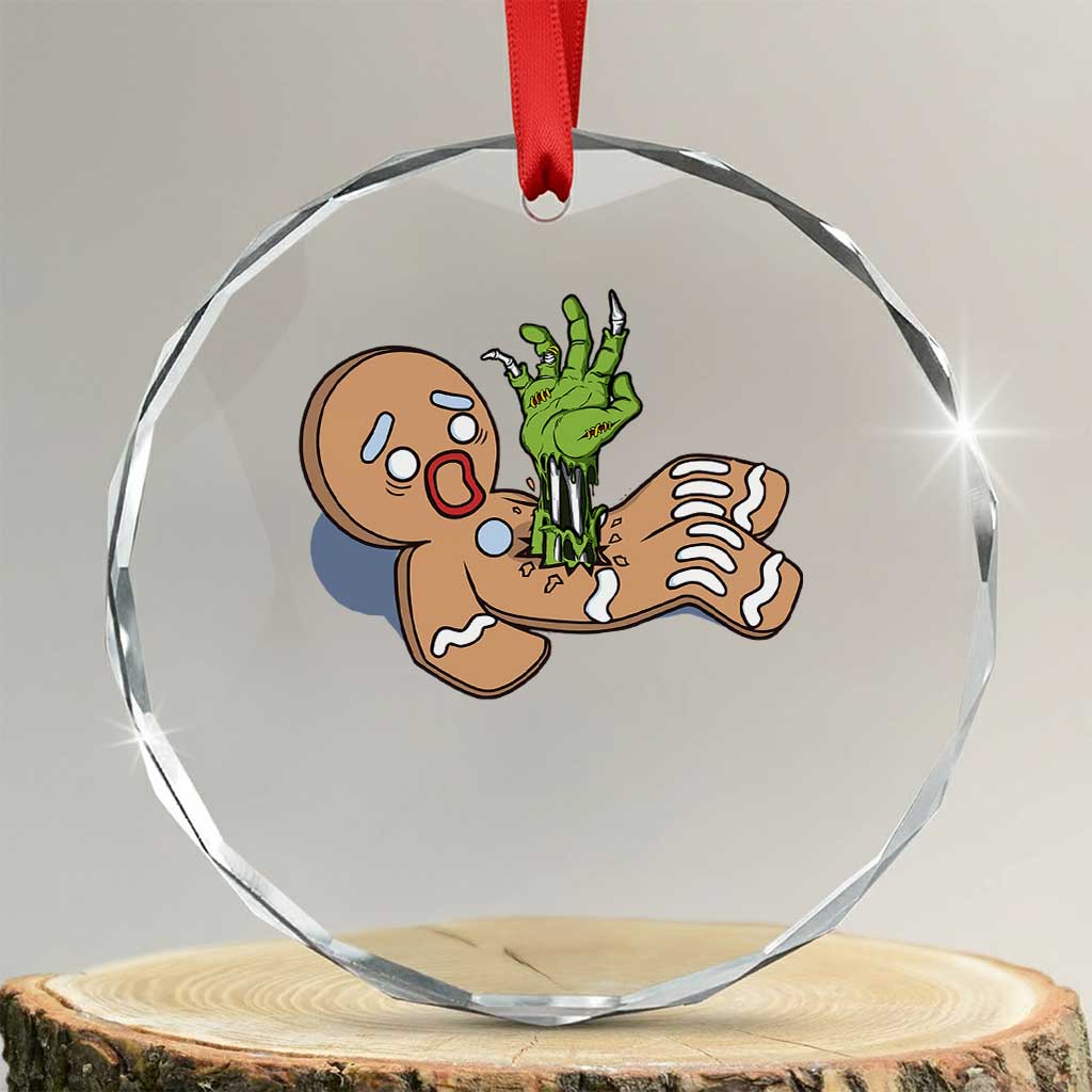 Funny Xmas Crystal Glass Ornament Scary Zombie Gingerbread Krampus Broken Cookie TS09 Transparent Glass 3'' Circle Print Your Wear