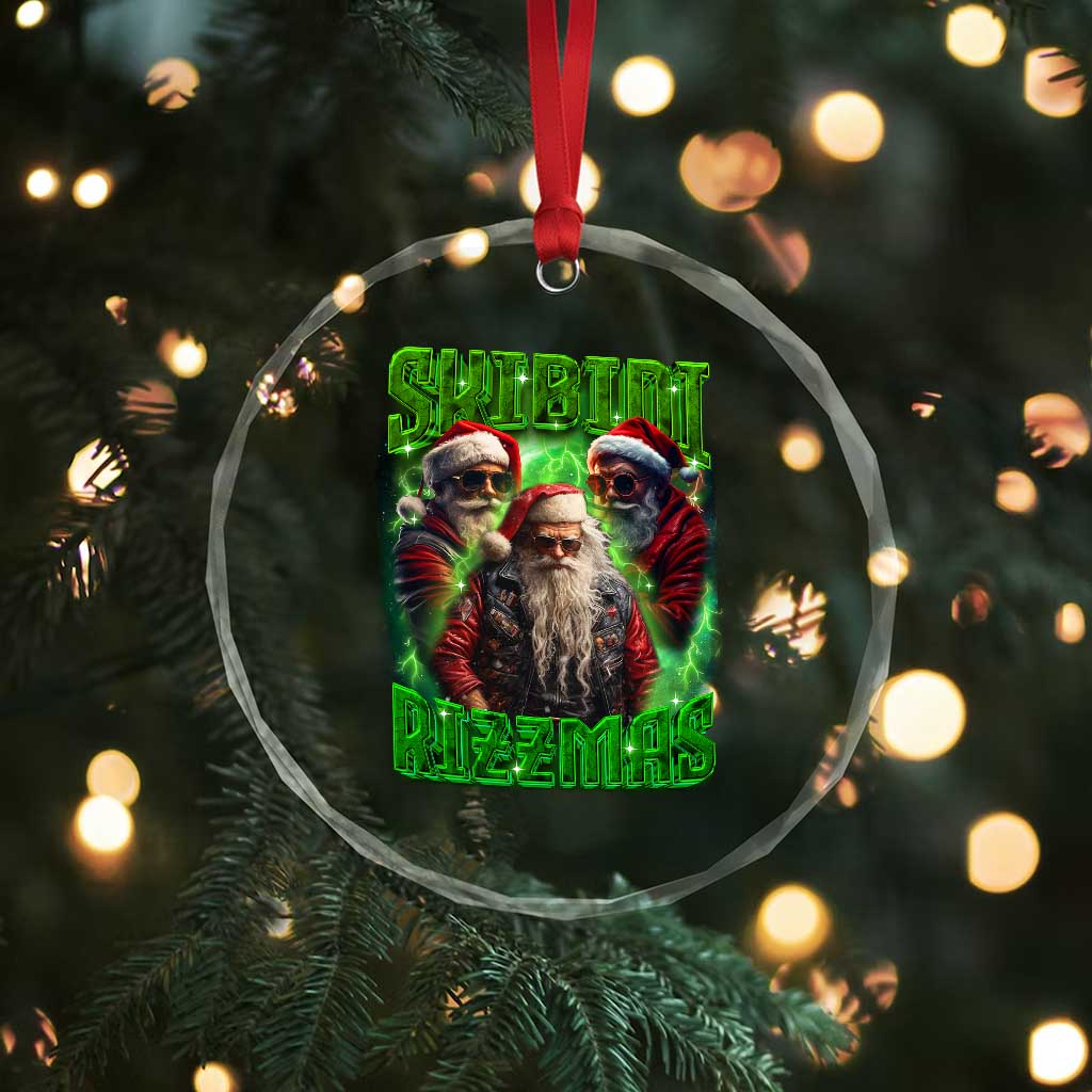 Funny Xmas Crystal Glass Ornament Skibidi Rizzmas Cool Santa Rizz TS09 Print Your Wear