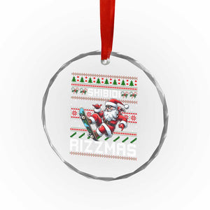 Funny Xmas Crystal Glass Ornament Skibidi Rizzmas Cool Santa Skateboard Rizz TS09 Print Your Wear