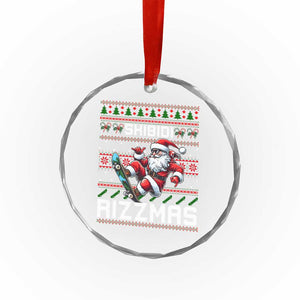 Funny Xmas Crystal Glass Ornament Skibidi Rizzmas Cool Santa Skateboard Rizz TS09 Print Your Wear