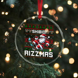Funny Xmas Crystal Glass Ornament Skibidi Rizzmas Cool Santa Skateboard Rizz TS09 Print Your Wear