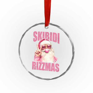 Funny Xmas Crystal Glass Ornament Skibidi Rizzmas Pink Santa Bubble Gum TS09 Print Your Wear