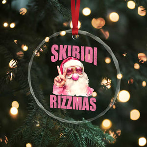 Funny Xmas Crystal Glass Ornament Skibidi Rizzmas Pink Santa Bubble Gum TS09 Print Your Wear