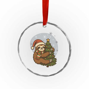 Funny Xmas Crystal Glass Ornament Slothin Around The Christmas Tree TS12 Print Your Wear