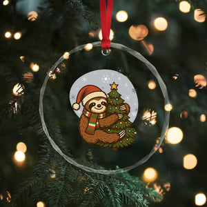 Funny Xmas Crystal Glass Ornament Slothin Around The Christmas Tree TS12 Print Your Wear